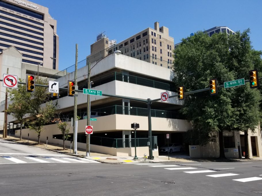 August 2019 — looking towards former stemmery location at 600 East Cary Street