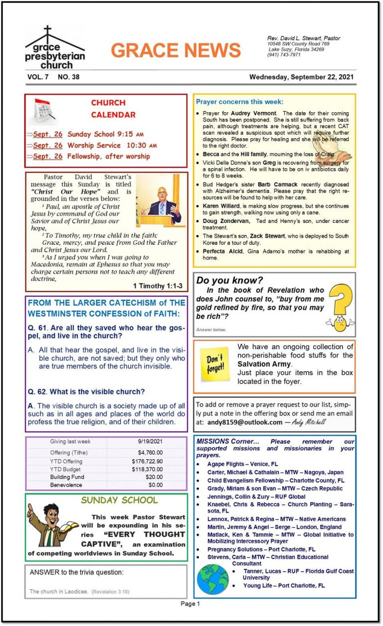 Newsletter Grace Lake Suzy