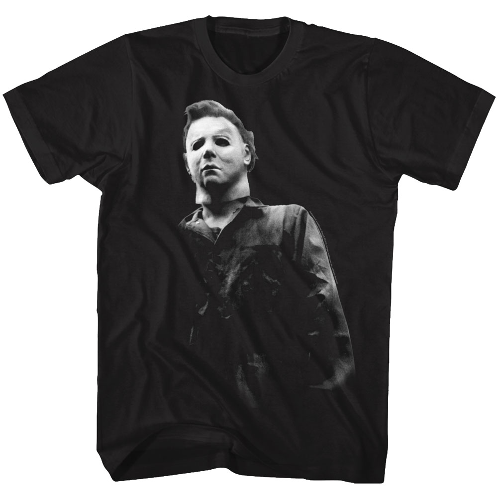 Halloween Tall T-Shirt Black and White Michael Myers Black