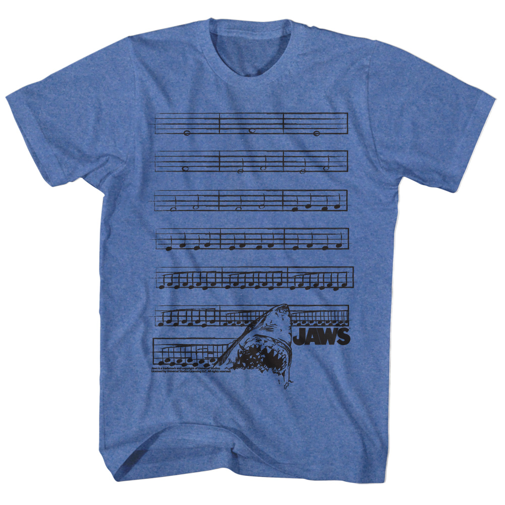 Jaws T-shirt dun Nun Music Sheet CHANSON Thème Royal Heather Tee Jaws T-shirt dun Nun Music Sheet CHANSON Thème Royal Heather Tee