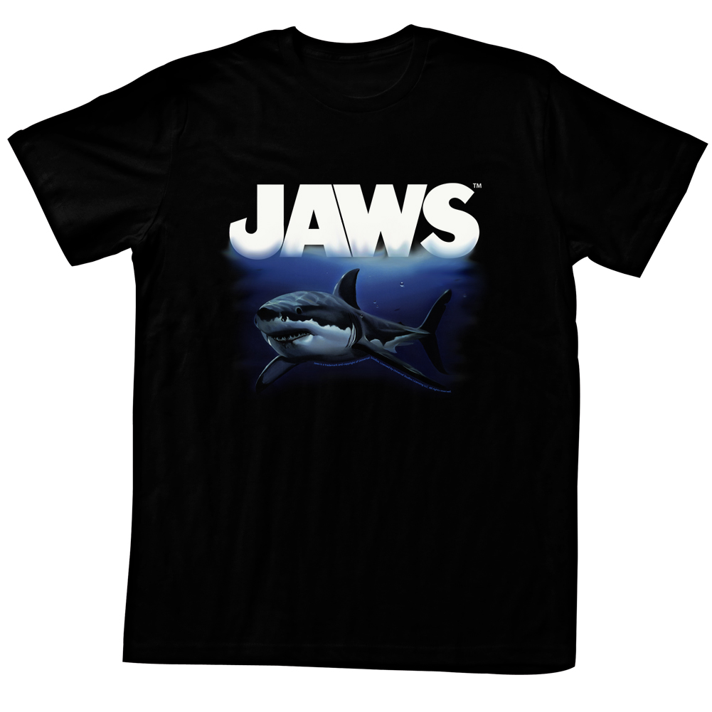 トップス JAWS s/s shark movie t-shirt black Jaws T-Shirt Deep Blue Sea Animated Shark Black Tee | eBay