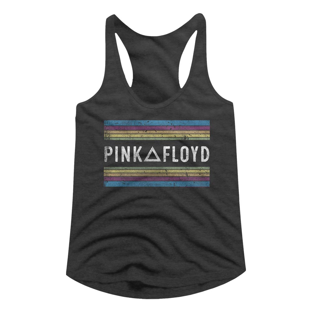 Pink Floyd Ladies Racerback Rainbows Dark Grey Heather Tank