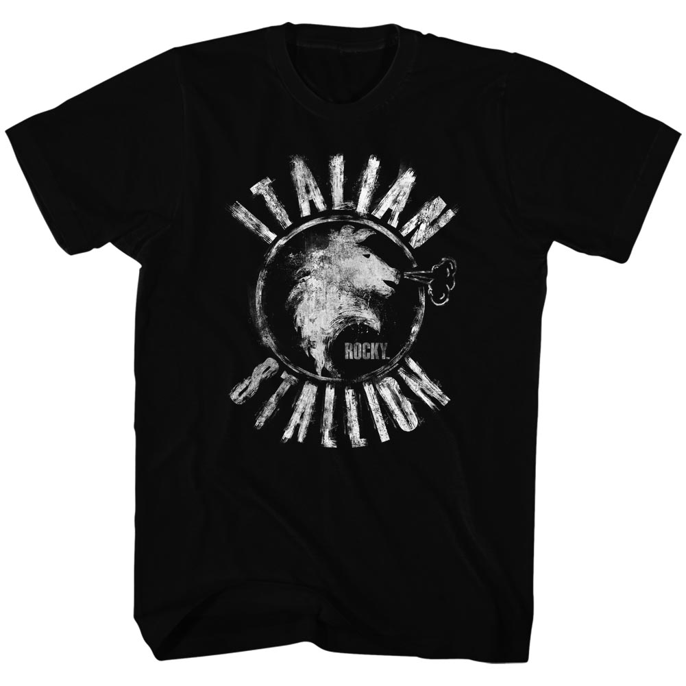 Rocky T-Shirt Distressed Chalk Italian Stallion Black Tee