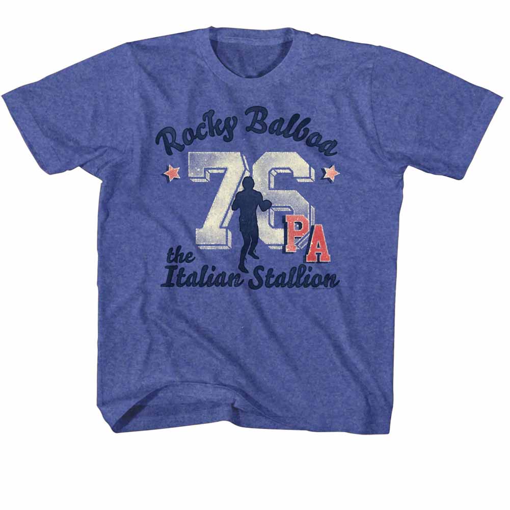Rocky Kids T-Shirt Distressed 76 PA Royal Heather Tee
