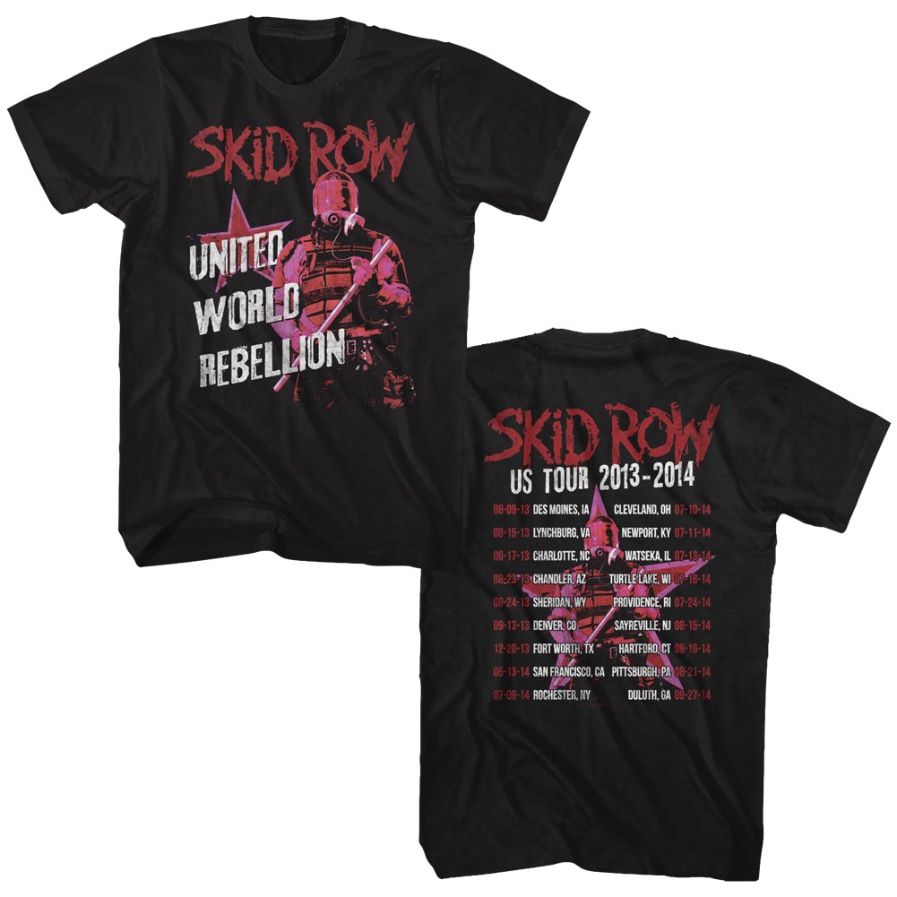 FILA T shirt Skid Row United World Rebellion maglietta nera davanti e dietro