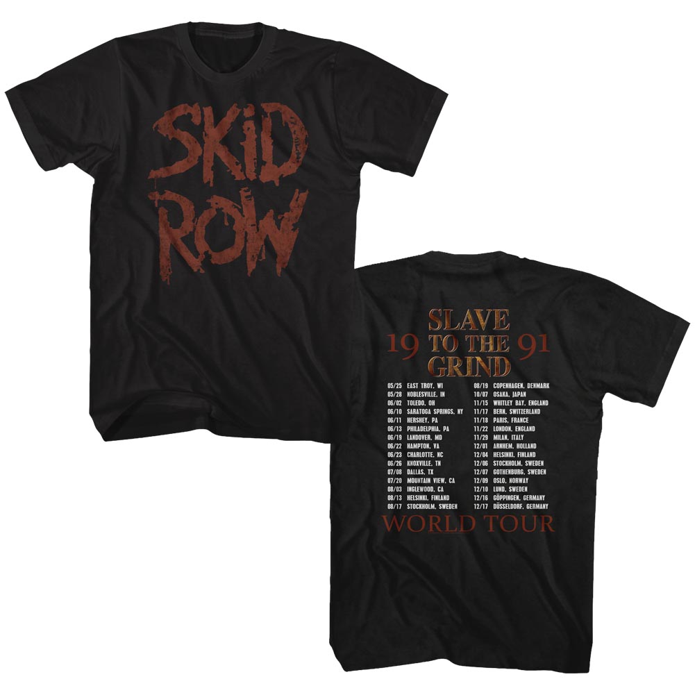 FILA T shirt Skid Row Slave to the Grind World Tour maglietta nera davanti e dietro
