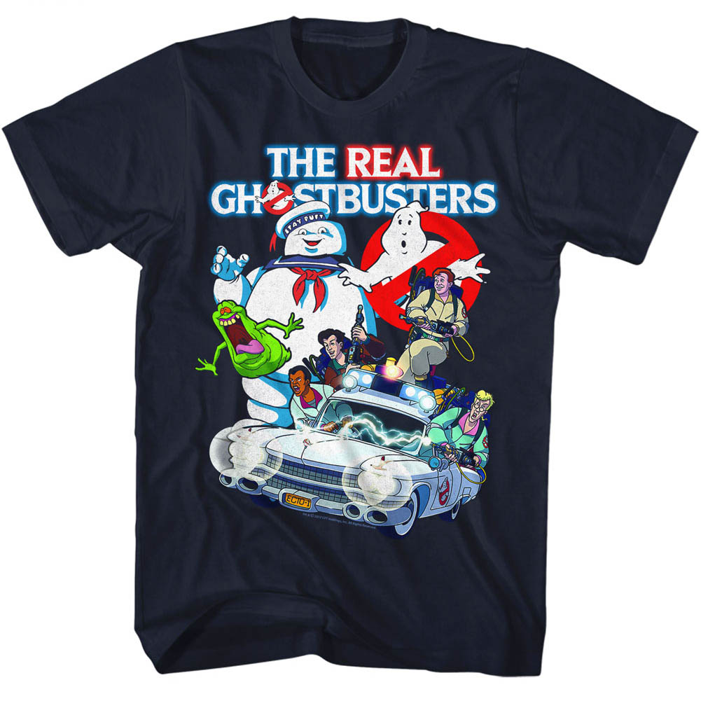 The Real Ghostbusters T-Shirt Collage Navy Tee