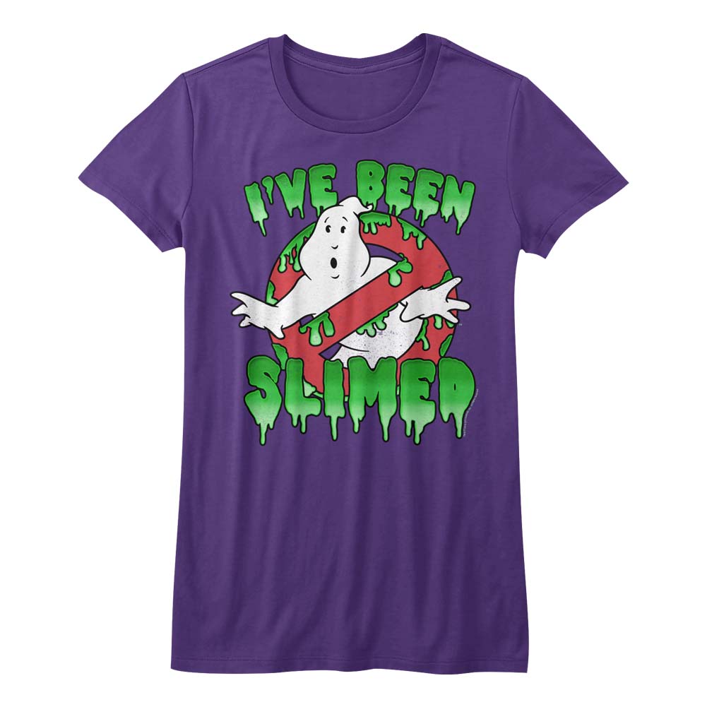 The Real Ghostbusters Juniors T-Shirt I've Been Slimed Purple Tee - Picture 2 of 2