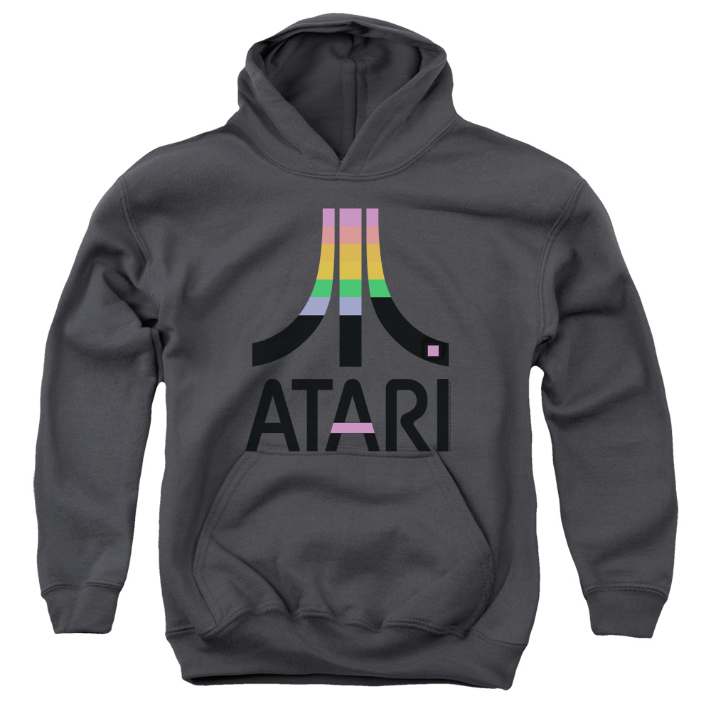 Atari Kids Hoodie Retro Colors Logo Charcoal Hoody - Picture 2 of 2