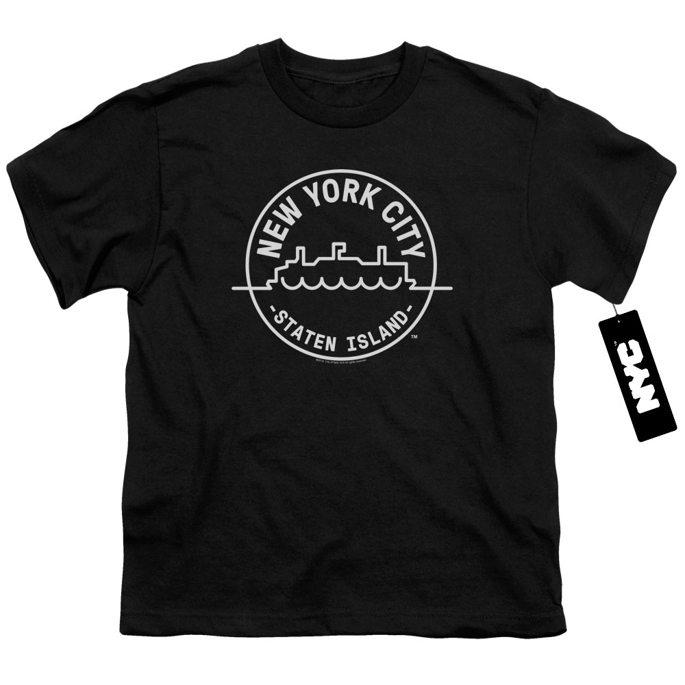 NYC Kids T-Shirt New York City Staten Island Black Tee - Picture 2 of 2