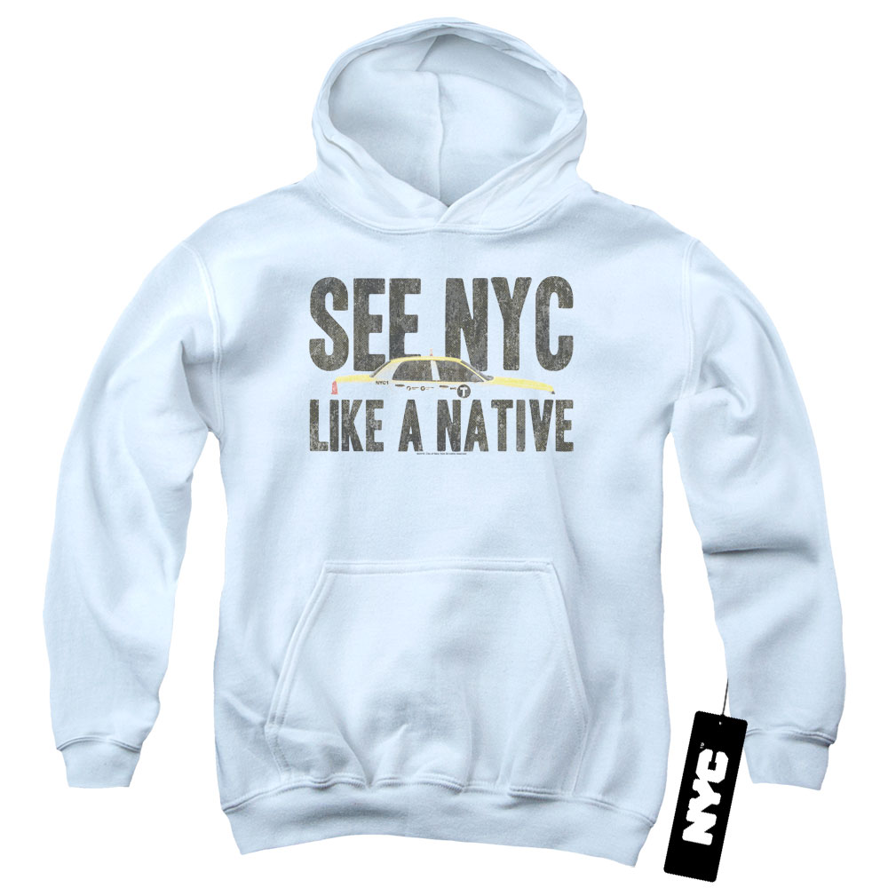 NYC Kids Hoodie New York City Like A Native Taxi White Hoody - Picture 2 of 2