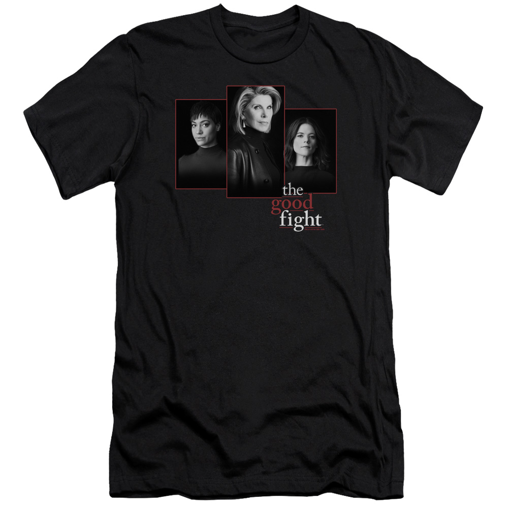 The Good Fight Slim Fit T-Shirt Cast Headshots Black Tee