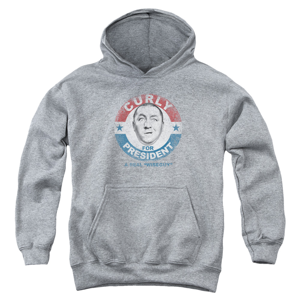 Three Stooges Kids Hoodie Curly for President Athletic Heather Hoody - Picture 2 of 2