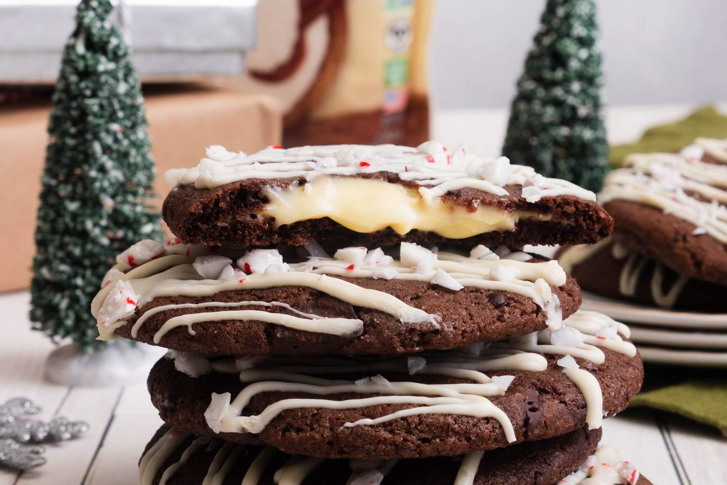 Triple Chocolate Molten Peppermint Cookies