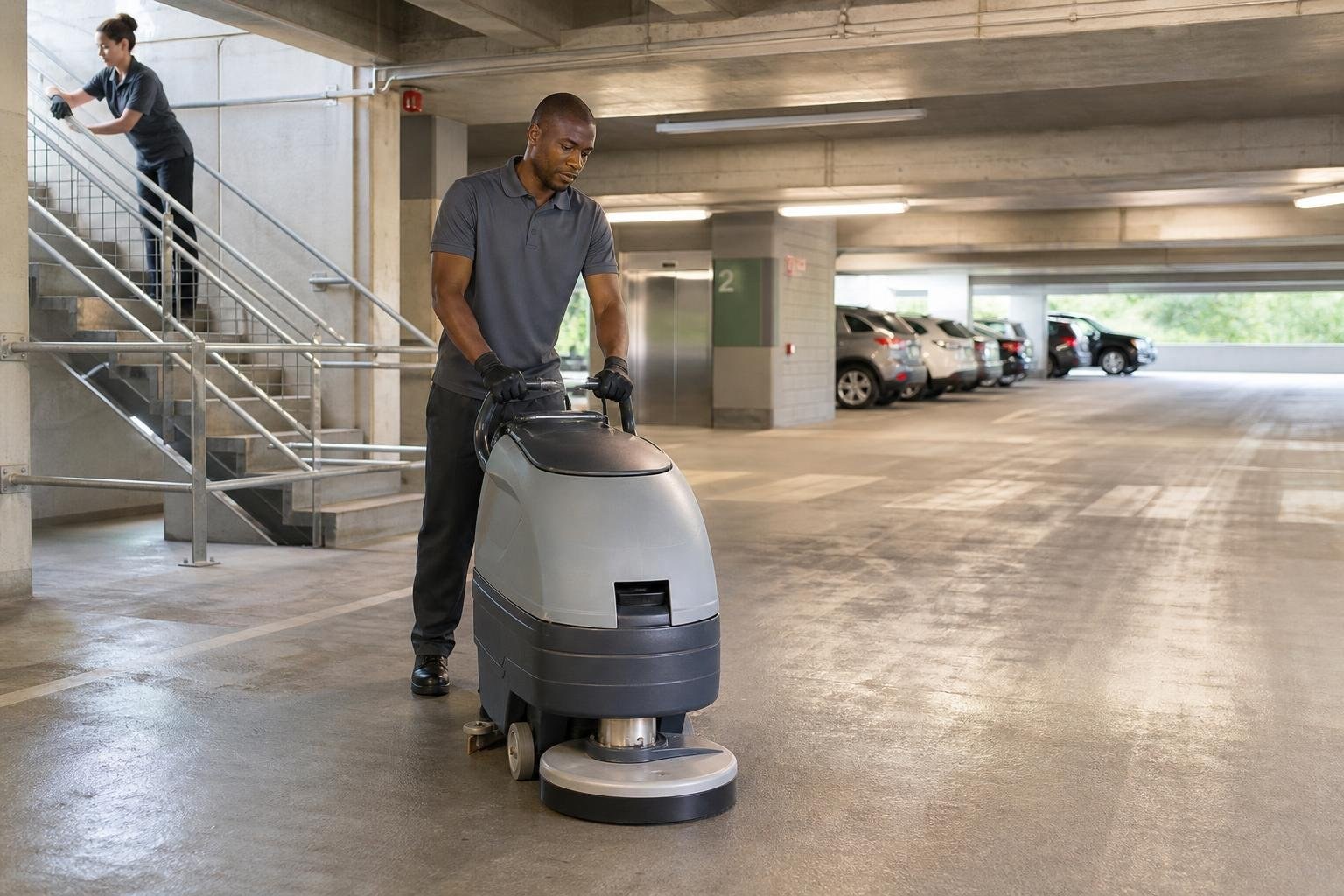 Cleaning Built Around Vehicle and Pedestrian Traffic