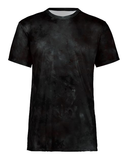 Holloway 222696 Youth Cotton-Touch Cloud T-Shirt Black Cloud Print front view for custom printing
