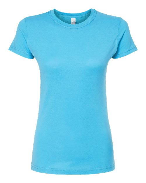 Tultex 213 Women's Fine Jersey Slim Fit T-Shirt Aqua front view for custom printing