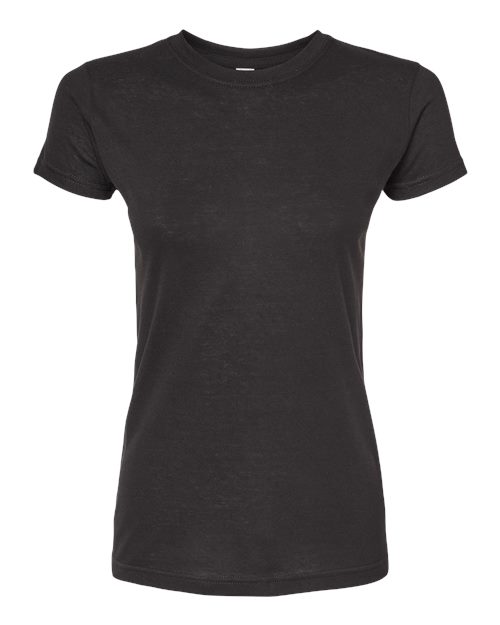 Tultex 240 Women's Poly-Rich T-Shirt Black front view for custom printing