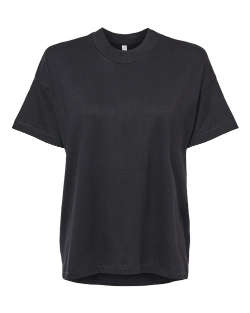 LAT 3519 Women's Hi-Lo Tee Black front view for custom printing