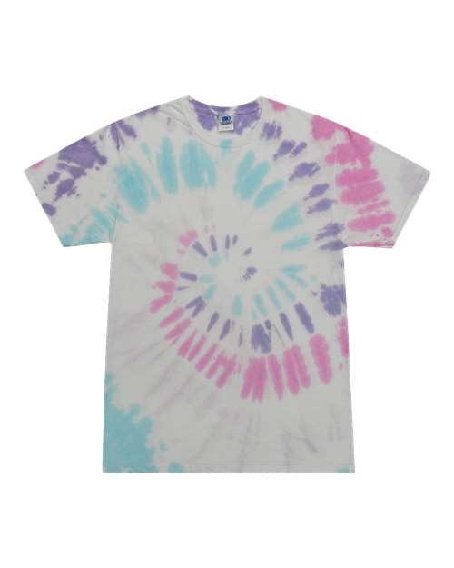Colortone 1000 Unisex Multi-Color Tie-Dyed T-Shirt Acadia front view for custom printing