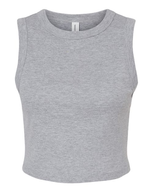 BELLA + CANVAS 1013 Women's Micro Rib Muscle Crop Tank Athletic Heather front view for custom printing