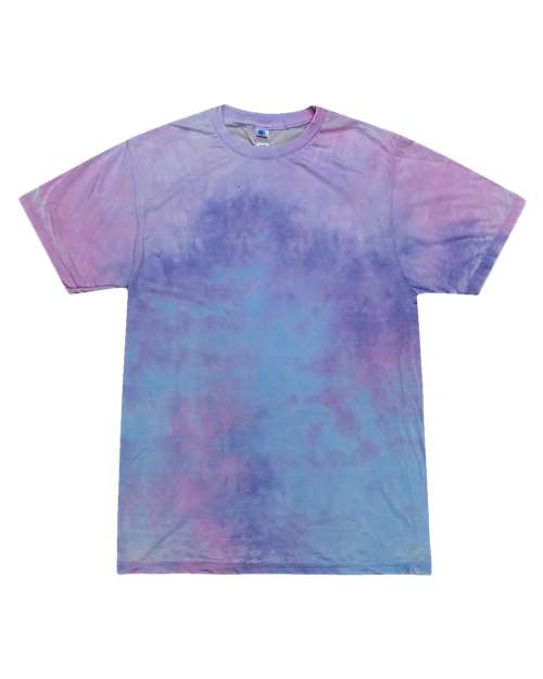 Colortone 1090 Unisex Festival Tie-Dyed Burnout T-Shirt Cotton Candy front view for custom printing