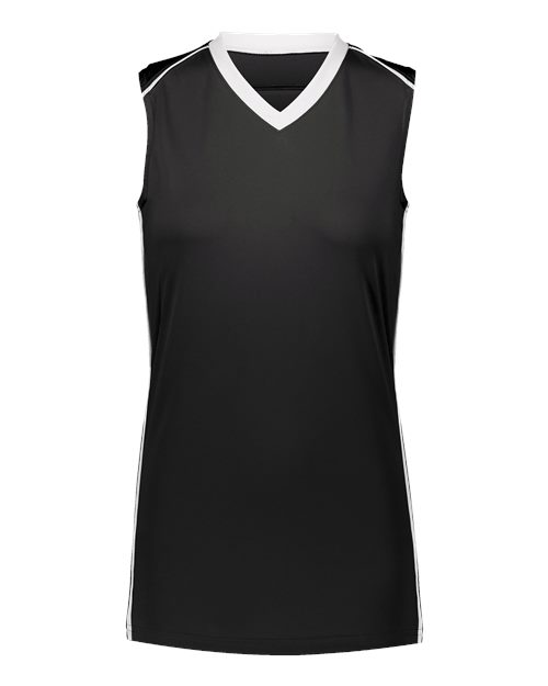 Augusta Sportswear 1687 Women's Rover Jersey Black/ White front view for custom printing
