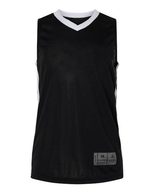 Augusta Sportswear 6887 Youth Match-Up Basketball Jersey Black/ White front view for custom printing