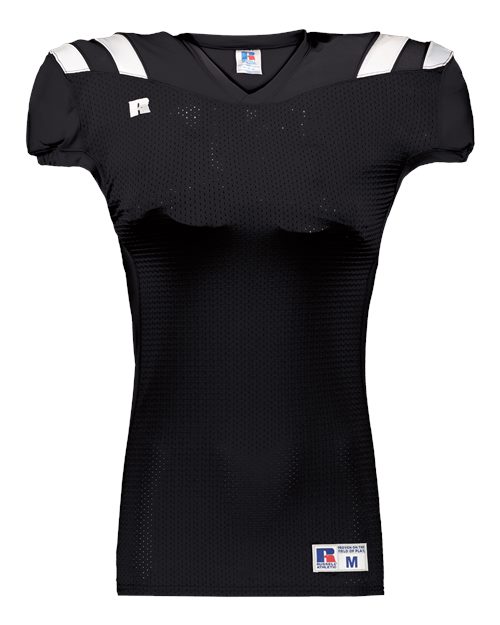 Russell Athletic R0100W Youth Canton Football Jersey Black/ White front view for custom printing