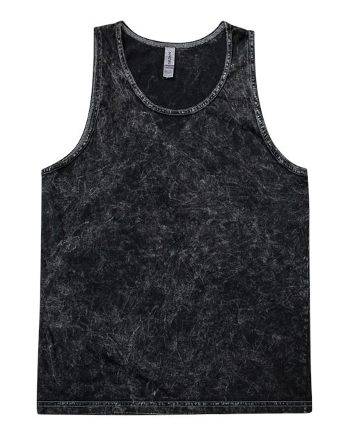Colortone 3300 Unisex Mineral Wash Tank Top Mineral Black front view for custom printing