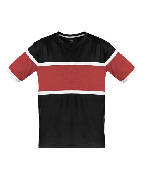 Badger 4980 Unisex United T-Shirt Black/ Red/ White front view for custom printing