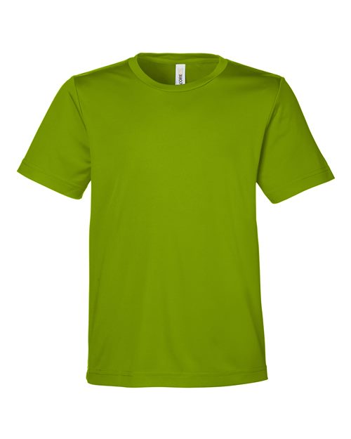 CORE365 CE10Y Youth Capital Performance T-Shirt Acid Green front view for custom printing
