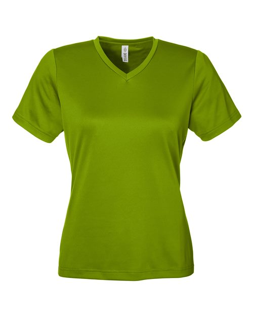 Team 365 TT15W Women's Zone Performance Mesh T-Shirt Acid Green front view for custom printing
