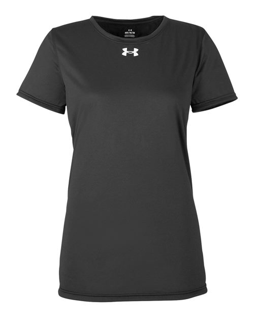 Under Armour 1376847 Women's Team Tech™ T-Shirt Black/ White front view for custom printing
