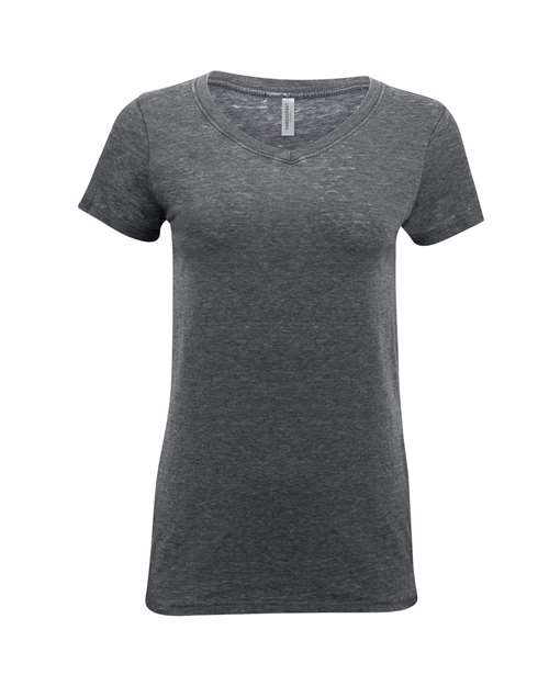 Threadfast Apparel 208B Women's Vintage Dye V-Neck T-Shirt Vintage Charcoal front view for custom printing