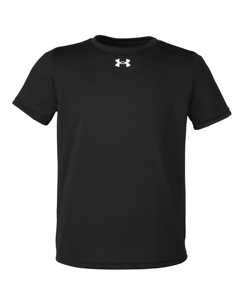 Under Armour 1377487 Youth Tech™ Team T-Shirt Black/ White front view for custom printing