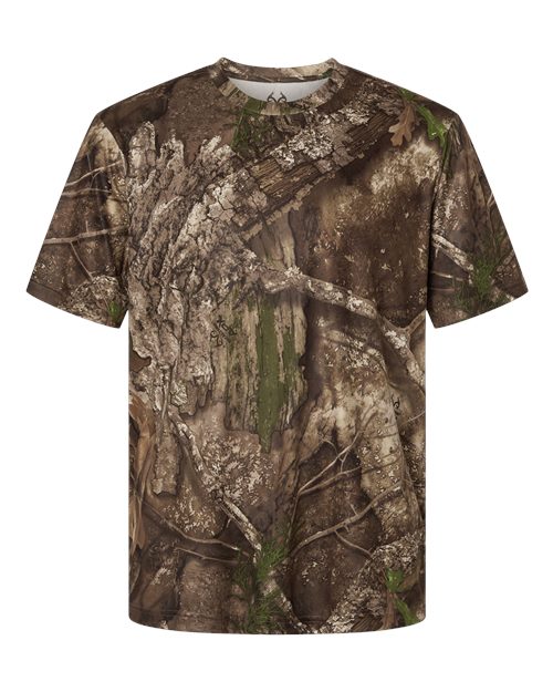 RT2101 Unisex Realtree® Poly Performance T-Shirt Camo front view for custom printing