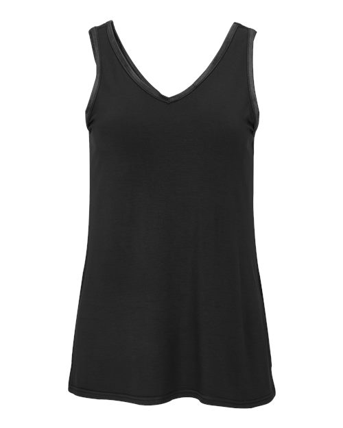 Boxercraft BW2504 Women's Bamboo V-Neck Tank Top Black front view for custom printing