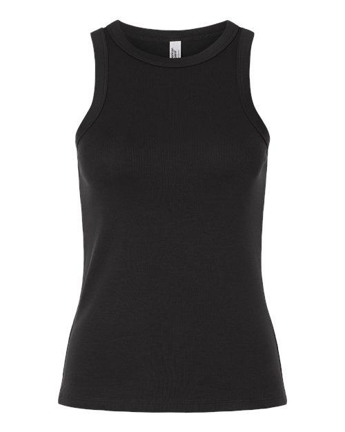 American Apparel BR2101 Women's Baby Rib Tank Black front view for custom printing