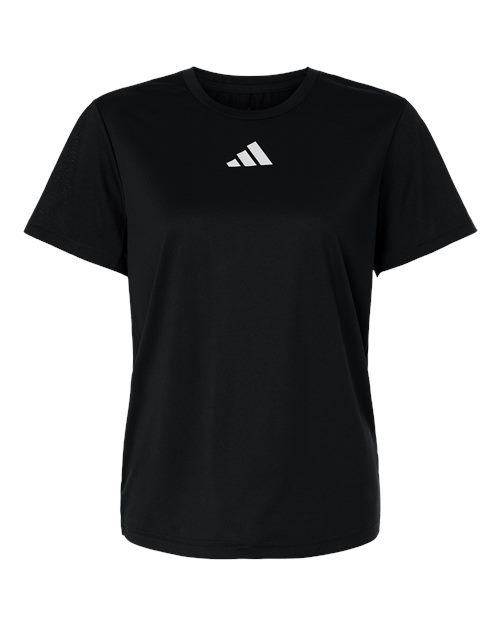 Adidas AT102 Women's Pregame T-Shirt Black/ White front view for custom printing