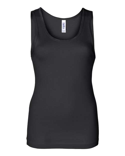 BELLA + CANVAS 1080 Women's Baby Rib Tank Black front view for custom printing