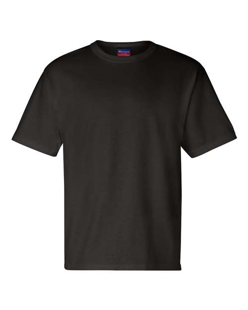 Champion T105 Unisex Heritage Jersey T-Shirt Black front view for custom printing