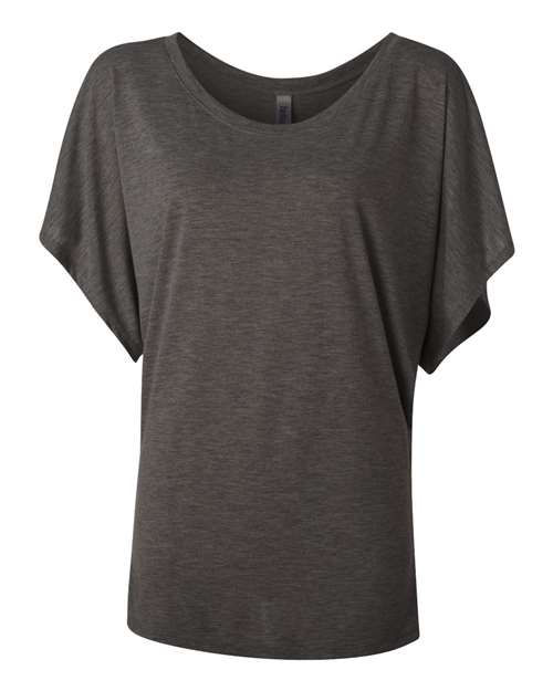 BELLA + CANVAS 8821 Women’s Flowy Draped Dolman Tee Dark Grey Heather front view for custom printing
