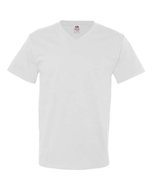 Fruit of the Loom 39VR HD Cotton V-Neck T-Shirt White front view for custom printing