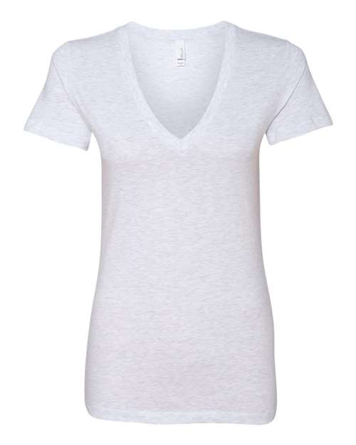 BELLA + CANVAS 6035 Women’s Jersey Deep V-Neck Tee Ash front view for custom printing