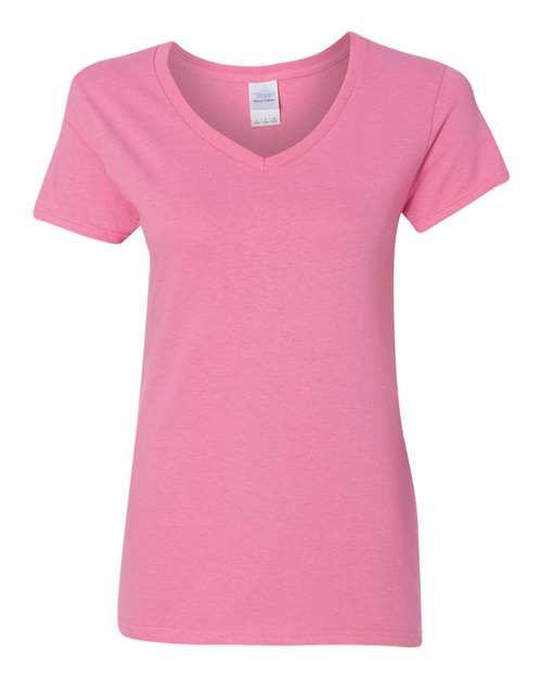 Gildan 5V00L Women's Heavy Cotton™ V-Neck T-Shirt Azalea front view for custom printing