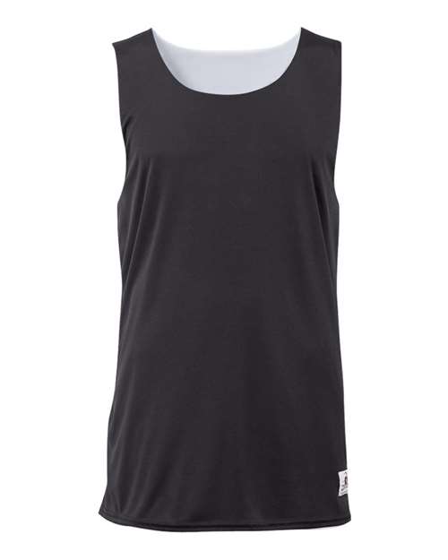 Badger 4169 Women's B-Core Reversible Tank Top Black front view for custom printing