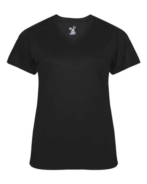 Badger 4062 Women's Ultimate SoftLock™ V-Neck T-Shirt Black front view for custom printing