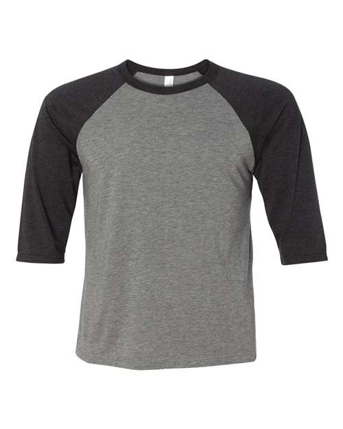 BELLA + CANVAS 3200T Toddler Three-Quarter Sleeve Baseball Tee Grey/ Charcoal Black Triblend front view for custom printing