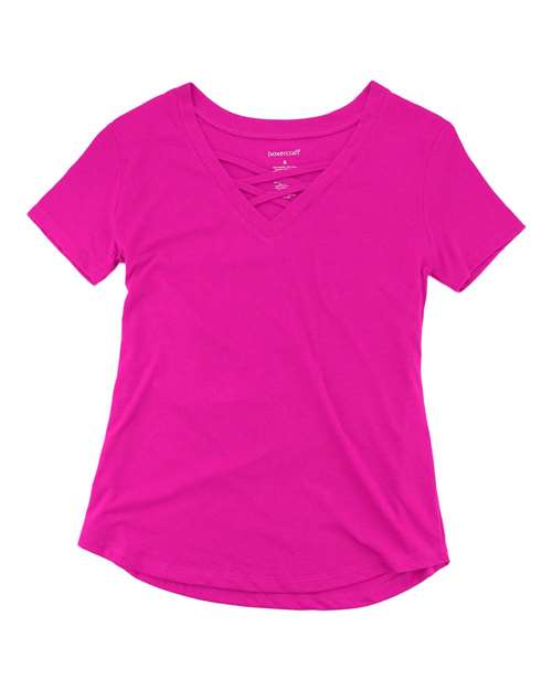 Boxercraft T27 Women’s Cage Front T-Shirt Fuchsia front view for custom printing